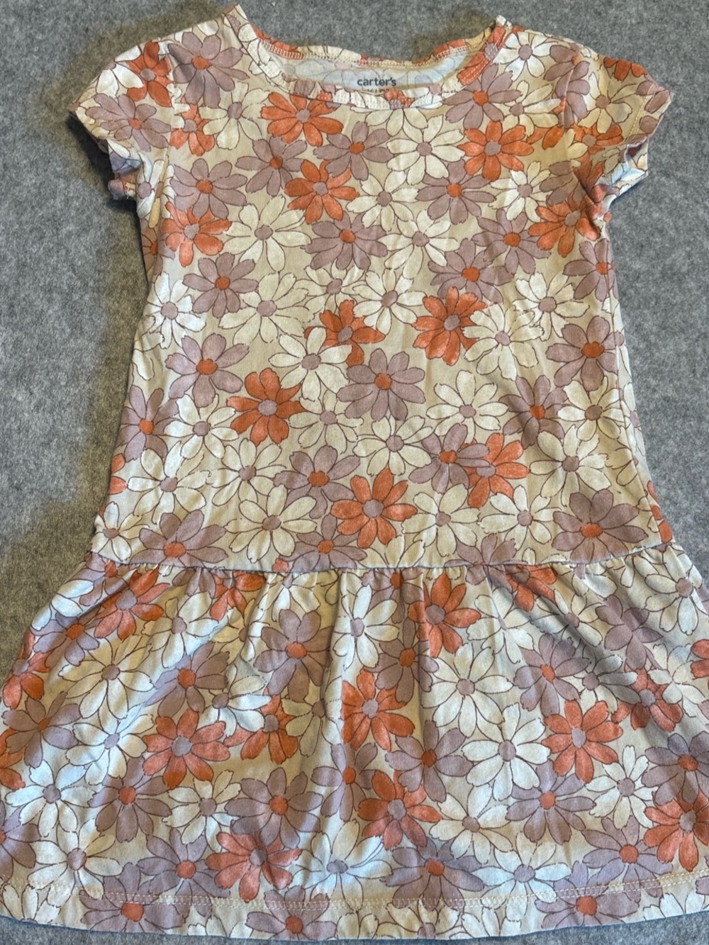 Carter's Floral Tee Dress in Orange, Lavender & Cream